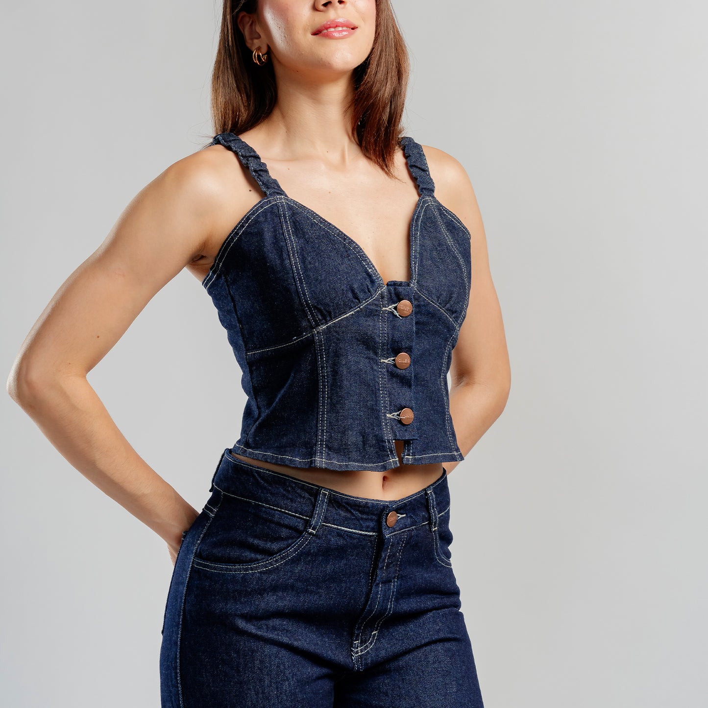 Top Denim Con Botones