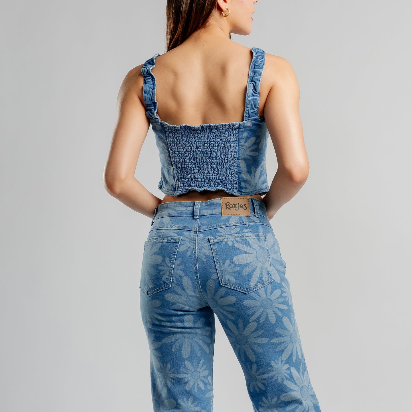 Top Denim Laser Con Lazo