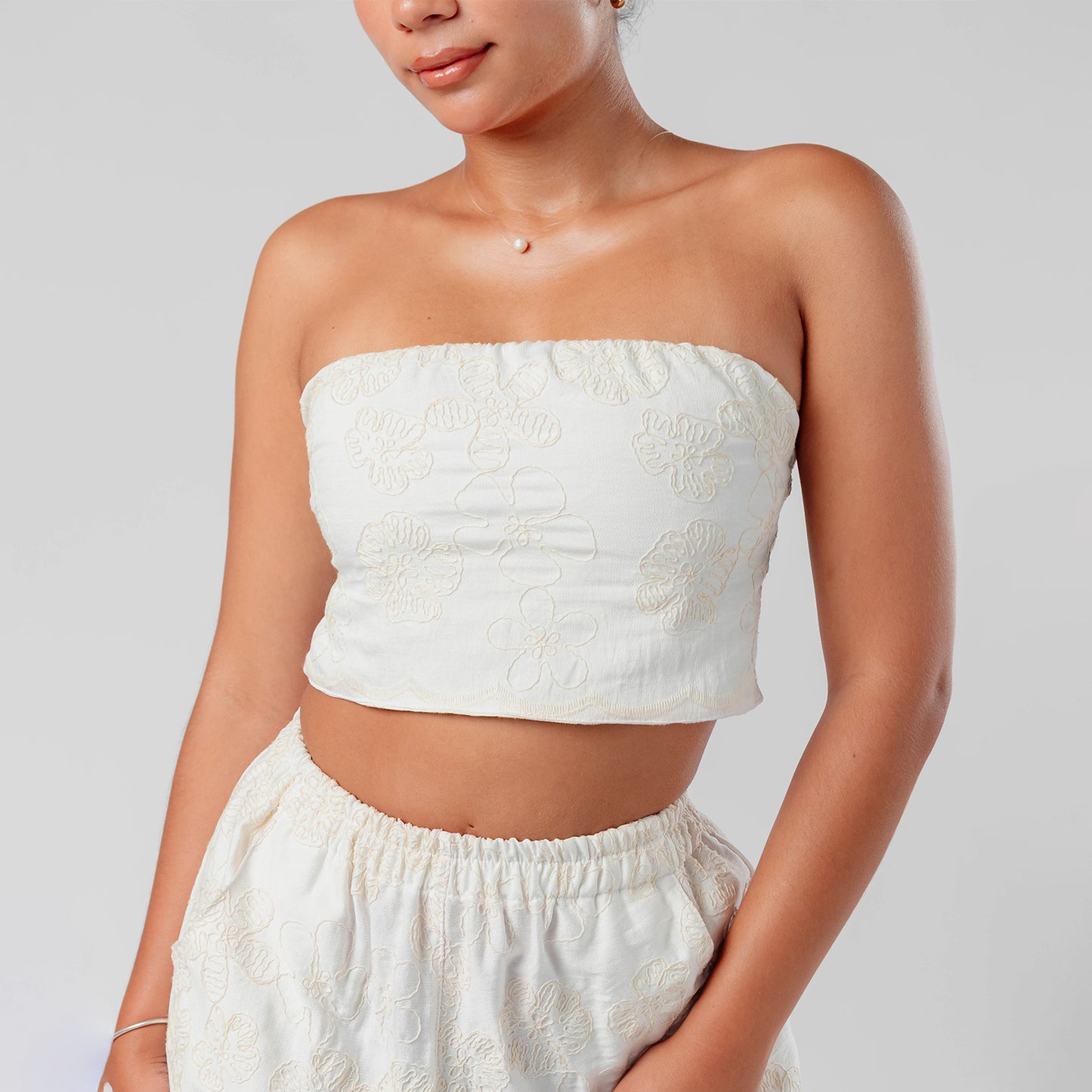 Top Strapless Broderie