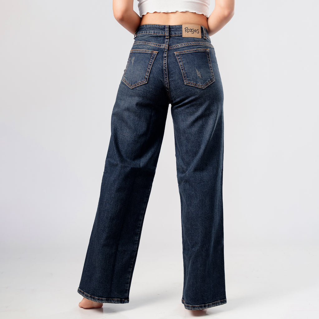Wide Leg Noelia Pantalon Denim Azul Oscuro